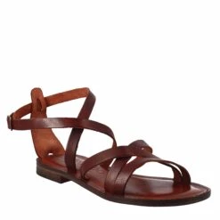 Sinfonia Women's Sandals Ancient Roman Style In Brown Leather