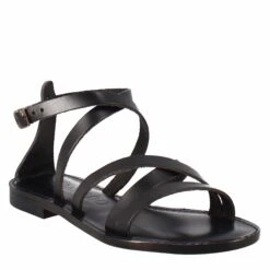 Sinfonia Women's Sandals In Ancient Roman Style In Black Leather