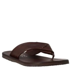 Men's Handmade Thong Sandals In Brown Leather