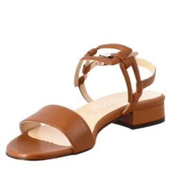 Woman's Open Sandal With Low Heel In Brown Leather -Shoes Store sandalo aperto da donna con tacco basso in pelle 3184glamoursella 4