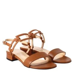 Woman's Open Sandal With Low Heel In Brown Leather -Shoes Store sandalo aperto da donna con tacco basso in pelle 3184glamoursella 7