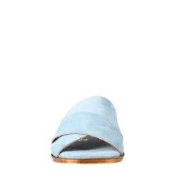 Women's Double Band Sandal In Light Blue -Shoes Store sandalo basso da donna doppia fascia in scamosciato 5990celeste 3