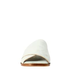 Women's Double Band Sandal In Green Suede -Shoes Store sandalo basso da donna doppia fascia in scamosciato 5990verde 3