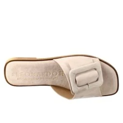 Low Sandal For Woman In Beige Suede -Shoes Store sandalo basso da donna in scamosciato 5988beige 5