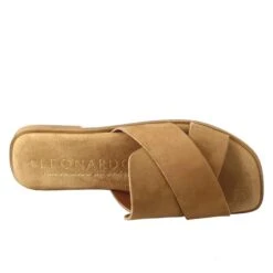 Women's Double Band Sandal In Brown Suede -Shoes Store sandalo basso da donna in scamosciato 5990marrone 5