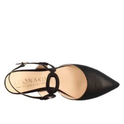 Woman's Pointed Toe Medium Heel Closed Sandal In Black Leather -Shoes Store sandalo chiuso tacco medio da donna a punta in pelle plisse CC 80 185nero 5