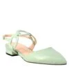 Woman's Pointed Toe Medium Heel Closed Sandal In Green Leather -Shoes Store sandalo chiuso tacco medio da donna a punta in pelle plisse CC 80 185verde 2