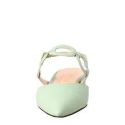 Woman's Pointed Toe Medium Heel Closed Sandal In Green Leather -Shoes Store sandalo chiuso tacco medio da donna a punta in pelle plisse CC 80 185verde 3