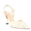 Woman's Pointed Toe Sandal In Beige Pleated Leather With High Heel -Shoes Store sandalo da donna a punta in pelle 1782crema 2