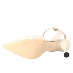 Woman's Pointed Toe Sandal In Beige Pleated Leather With High Heel -Shoes Store sandalo da donna a punta in pelle 1782crema 6