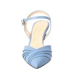 Woman's Pointed Toe Sandal In Light Blue Pleated Leather With High Heel -Shoes Store sandalo da donna a punta in pelle 1782jeans 3