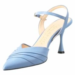 Woman's Pointed Toe Sandal In Light Blue Pleated Leather With High Heel -Shoes Store sandalo da donna a punta in pelle 1782jeans 4