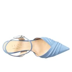Woman's Pointed Toe Sandal In Light Blue Pleated Leather With High Heel -Shoes Store sandalo da donna a punta in pelle 1782jeans 5