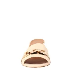 Woman's Open Sandal With Buckle Light Pink Leather -Shoes Store sandalo da donna in pelle con fibbia colore oro2185cipria 3