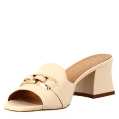 Woman's Open Sandal With Buckle Light Pink Leather -Shoes Store sandalo da donna in pelle con fibbia colore oro2185cipria 4