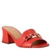 Open Sandal With Buckle For Woman In Red Leather -Shoes Store sandalo da donna in pelle con fibbia colore oro2185rosso 2