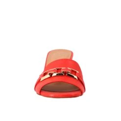 Open Sandal With Buckle For Woman In Red Leather -Shoes Store sandalo da donna in pelle con fibbia colore oro2185rosso 3