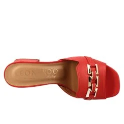 Open Sandal With Buckle For Woman In Red Leather -Shoes Store sandalo da donna in pelle con fibbia colore oro2185rosso 5