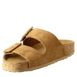 Woman's Double Buckle Sandal In Brown Suede -Shoes Store sandalo doppia fibbia da donna 5951marrone 4