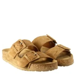 Woman's Double Buckle Sandal In Brown Suede -Shoes Store sandalo doppia fibbia da donna 5951marrone 7