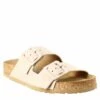 Woman's Double Buckle Sandal In Beige Suede -Shoes Store sandalo doppia fibbia da donna 5951nude 2