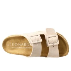 Woman's Double Buckle Sandal In Beige Suede -Shoes Store sandalo doppia fibbia da donna 5951nude 5