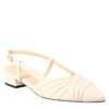 Woman's Pointed Toe Medium Heel Closed Sandal In Beige Pleated Leather -Shoes Store sandalo tacco medio da donna in pelle plisse CC 80 187beige 2