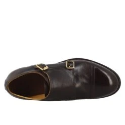 Men's Elegant Vintage Bronze Double Buckle Shoe In Leather -Shoes Store scarpa da uomo in pelle marrone scuro 36526diverbronzato 5