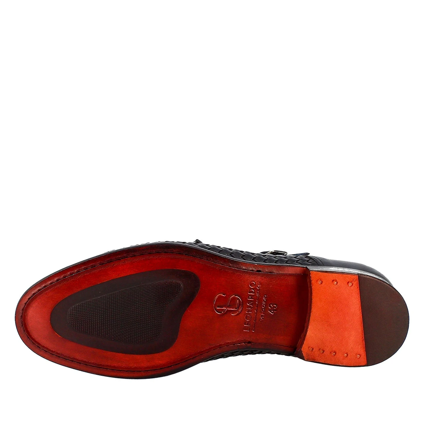 Men's Double Buckle Shoe In Blue Woven Leather 8 Men's Double Buckle Shoe In Blue Woven Leather - Image 6