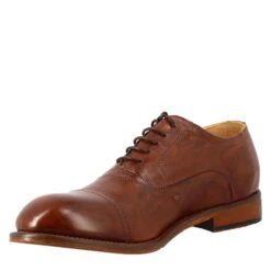 Men's Elegant Vintage Brown Oxford Shoe In Leather -Shoes Store scarpa francesina vintage elegante da uomo in pelle 36526marrone 4