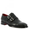 Men's Handmade Black Calf Leather Double Buckle Dress Shoes