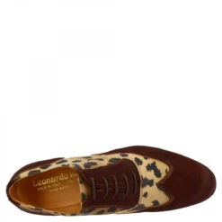 Handmade Women's Oxford Shoes In Leopard Patterned Dark Brown Pony Skin -Shoes Store scarpe francesine da donna fatte a mano in pelle di cavallino testa di moro fantasia leopardo 903c1bd9 40e9 4ee2 b5e3 119ec140b312