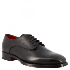 Elegant Handmade Men's Brogues Shoes In Black Leather