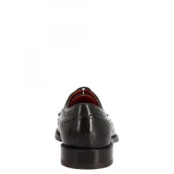 Men's Handmade Lace-up Half Brogues Shoes In Black Calf Leather -Shoes Store scarpe stringate half brogues da uomo fatte a mano in pelle di vitello nera 4