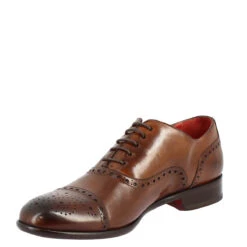 Men's Lace-up Brogues Shoes Handmade In Montecarlo Brandy Leather -Shoes Store scarpe stringate uomo fatte a mano in pelle di vitello marrone 4
