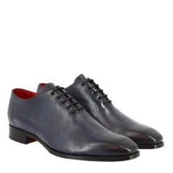 Handmade Men's Wholecut Shoes In LEATHER Delavè Blue Calfskin -Shoes Store scarpe wholecut da uomo artigianali in pelle di vitello delave blu 2
