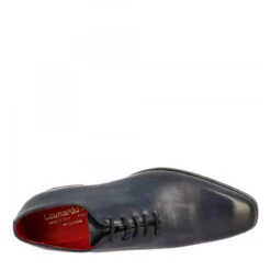 Handmade Men's Wholecut Shoes In LEATHER Delavè Blue Calfskin -Shoes Store scarpe wholecut da uomo artigianali in pelle di vitello delave blu 6