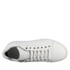 Men's Handmade Lace-up Casual Shoes In White Leather -Shoes Store sneaker da uomo in pelle 9557bianco 5