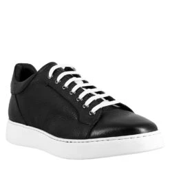 Elegant Black Sneaker For Men In Smooth Leather