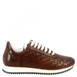 Shoes Store -Shoes Store sneakers casual da uomo fatte a mano in pelle di vitello intrecciata brandy