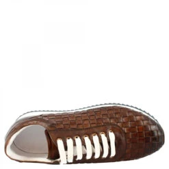 Men's Casual Sneakers Handmade In Brandy Woven Leather -Shoes Store sneakers casual da uomo fatte a mano in pelle di vitello intrecciata brandy a6a6fdfa ddac 4b4f a381 54bad9206f0f