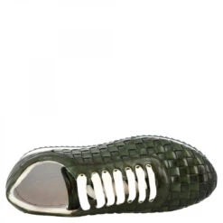 Men's Handmade Casual Sneakers In Green Woven Leather -Shoes Store sneakers casual da uomo fatte a mano in pelle di vitello intrecciata verde 13aab216 e695 4c92 a2c0 f62496f85597