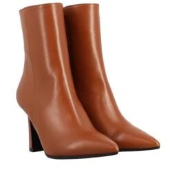 Ankle Boot In Brown Vienna Leather -Shoes Store stivaletti alla caviglia con tacco da donna in pelle marrone 8