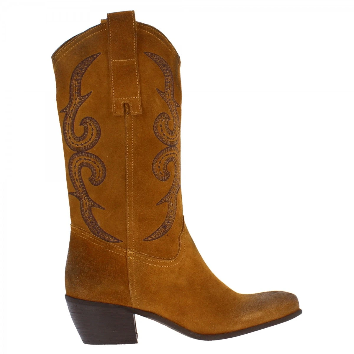 Women's Handmade Cowboy Boots In Tan Suede Leather With Zip 4 Women's Handmade Cowboy Boots In Tan Suede Leather With Zip - Image 2