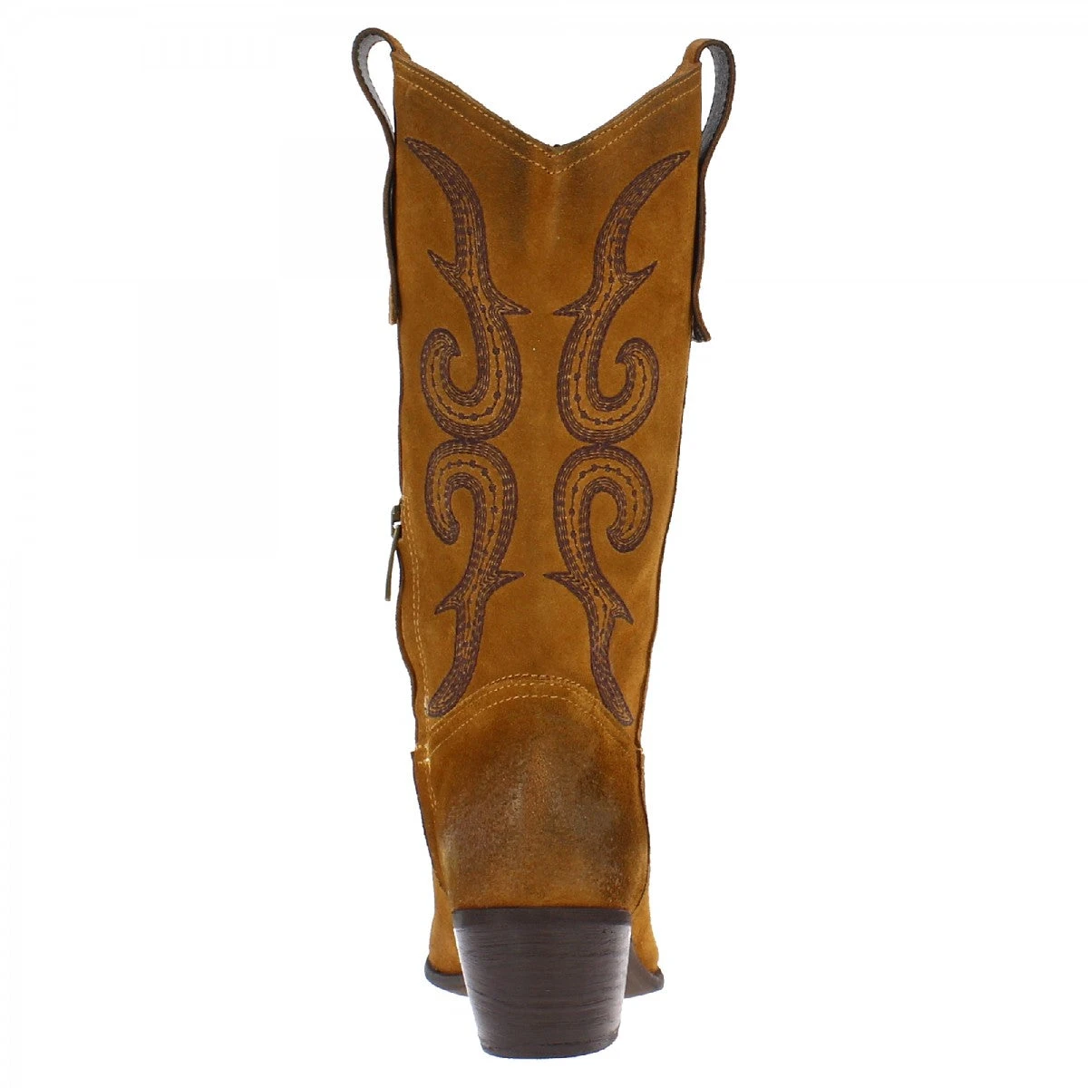 Women's Handmade Cowboy Boots In Tan Suede Leather With Zip 5 Women's Handmade Cowboy Boots In Tan Suede Leather With Zip - Image 3