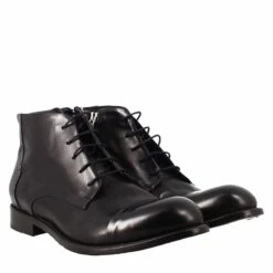 Men's Elegant Vintage Black Leather Ankle Boot -Shoes Store stivaletto vintage elegante da uomo in pelle 366269nero 7
