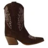 Women's Low Texan Boots In Dark Brown Suede With Embroidery. -Shoes Store stivali texani bassi da donna in camoscio 332marronescuro 1