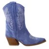 Texan Women's Ankle Boot In Light Blue Suede With Embroidery. -Shoes Store stivali texani bassi da donna in camoscio 332veloursavoia 1