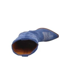 Women's Medium Texan Boots In Blue Suede With Embroidery. -Shoes Store stivali texani da donna in pelle 331cobalto 5