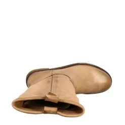 Women's Calf-high Boot In Vintage Beige Leather, Unlined -Shoes Store stivali texani da donna in pelle vintage cs203taupe 5